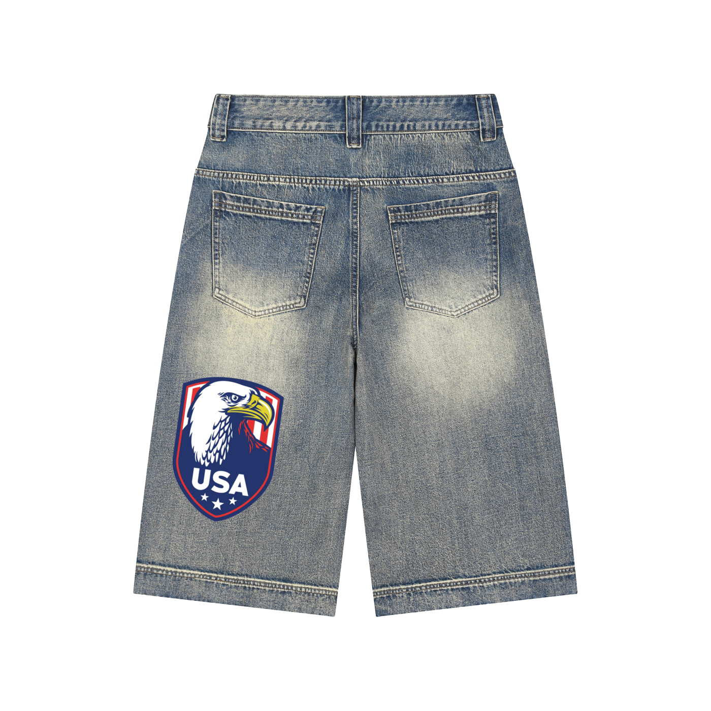 Vintage Wash Baggy Denim Shorts